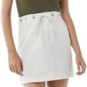 BDG White Denim Skirt with Tie
